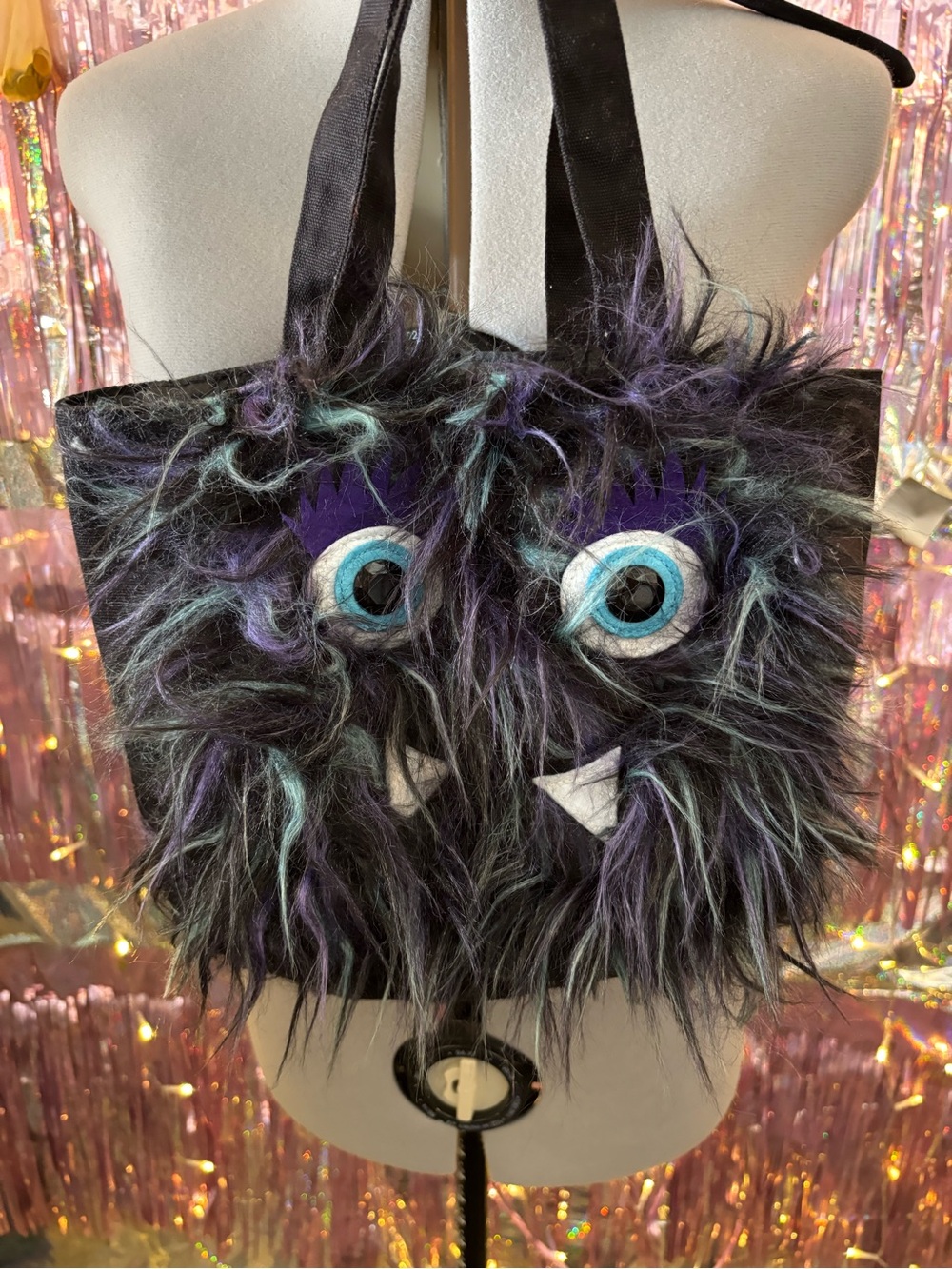 Papyrus Purple and Teal Fuzzy Monster Bag